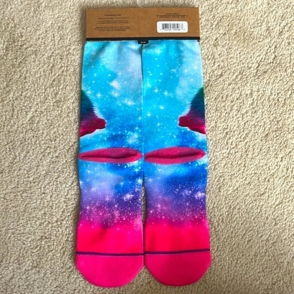 Brand New Hallmark Toe of A Kind Colorful Rainbow Unicorn Kitten Crew Socks
